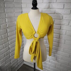 Swimsuits for All Ladies Size 16D/DD Lightly Padded Yellow Swim Top Only